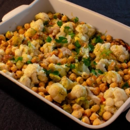 Deliciosa receta de garbanzos y coliflor al horno