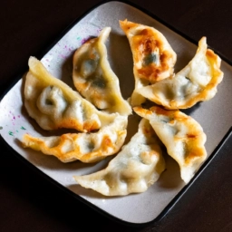 Imagen de deliciosas gyozas veggie caseras en un plato