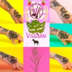 Collage de tatuajes veganos en colores vibrantes y diseño inspirador para la guía completa de tattoo vegano