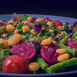 Imagen de plato vegano con ingredientes frescos y coloridos, representando la variedad y creatividad en la cocina vegana.